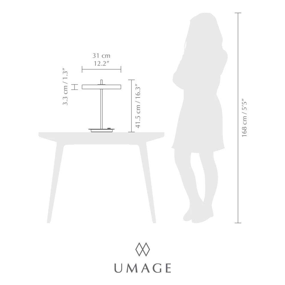 LED Πορτατίφ Asteria Table Pearl Black/Black Stem 13W Φ31cm Dimmable by UMAGE