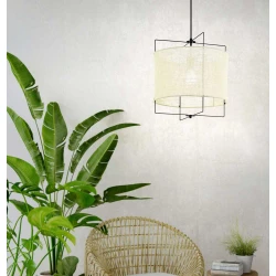 Vintage Κρεμαστό Φωτιστικό Μονόφωτο Με Λινό Ύφασμα Φ40 1xE27 40W BRIDEKIRK - Eglo