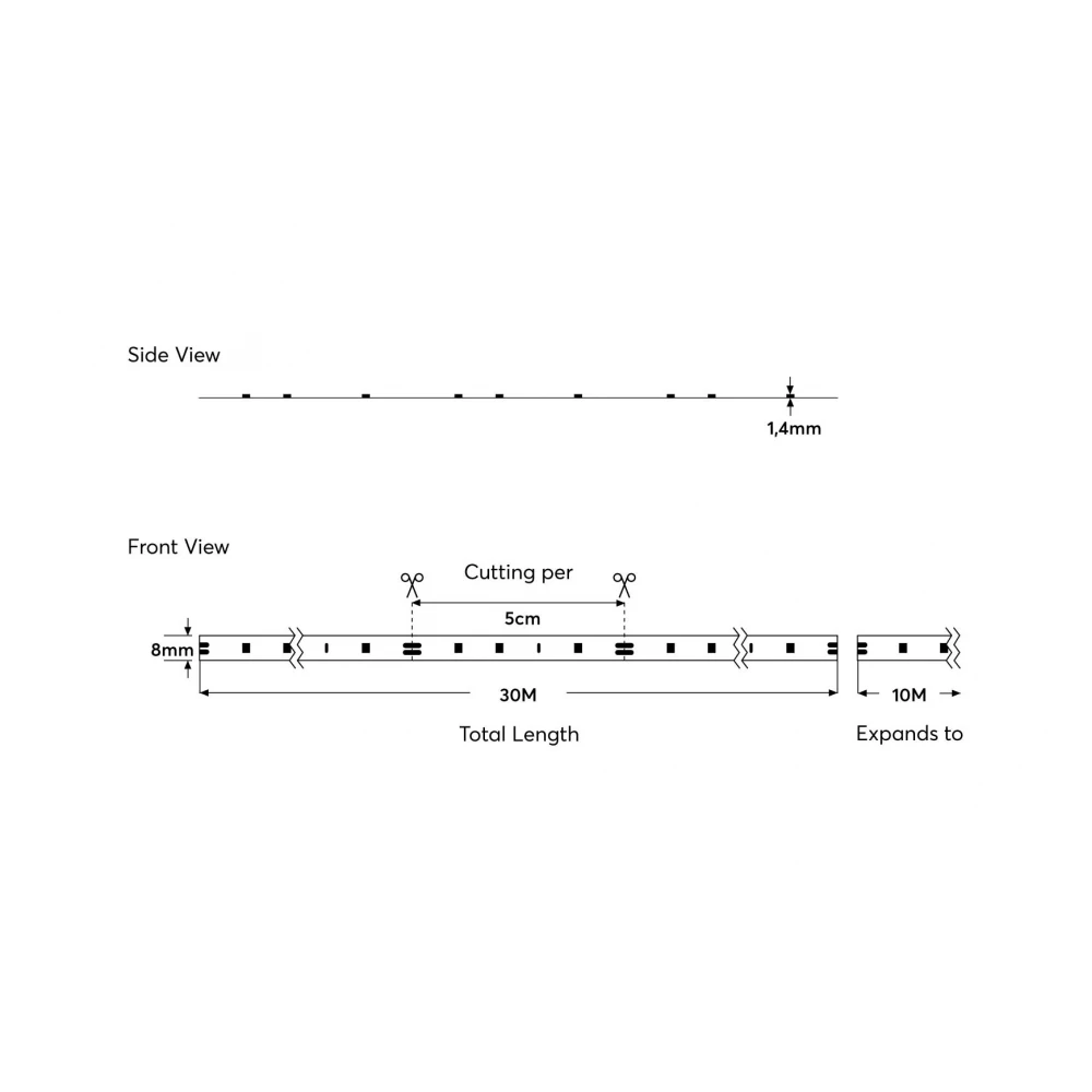 ΤΑΙΝΙΑ LED 30M 10W 12V 3000K IP20 PRO EUROLAMP