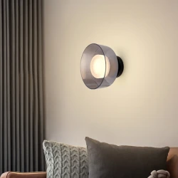 ΑΠΛΙΚΑ ΤΟΙΧΟΥ METAΛΛΟ ΜΕ ΓΥΑΛΙ LED 8W 3000K 624lm  200Χ200mm ΜΑΥΡΟ ΚΑΙ ΓΡΑΦΙΤΗ ARTE ILLUMINA NIMBUS