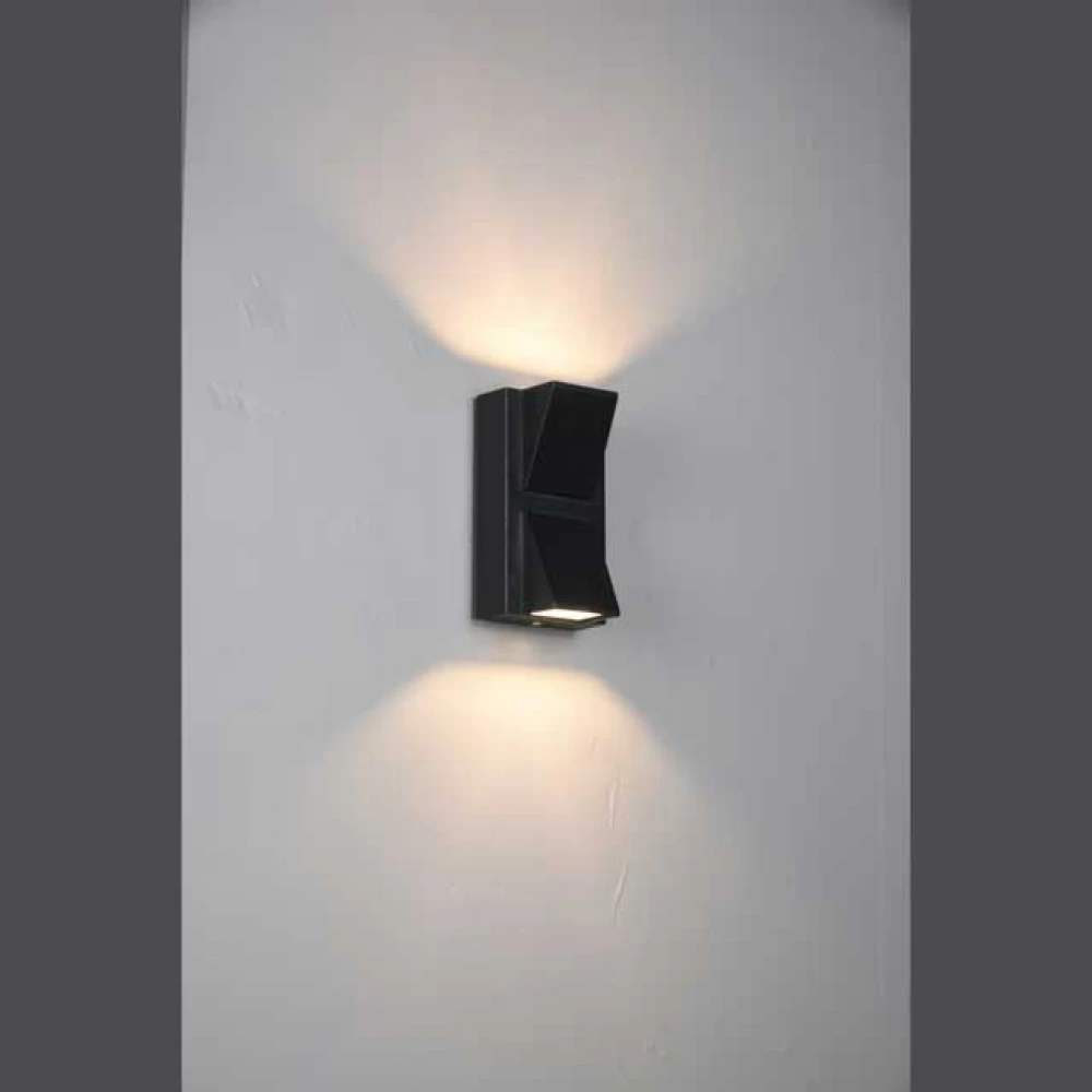 ΑΠΛΙΚΑ ΤΟΙΧΟΥ ΑΛΟΥΜΙΝΙΟΥ UP -DOWN 6W 444Lm 3000K 142x80x65mm IP54 ΜΑΥΡΗ ARTE ILLUMINA