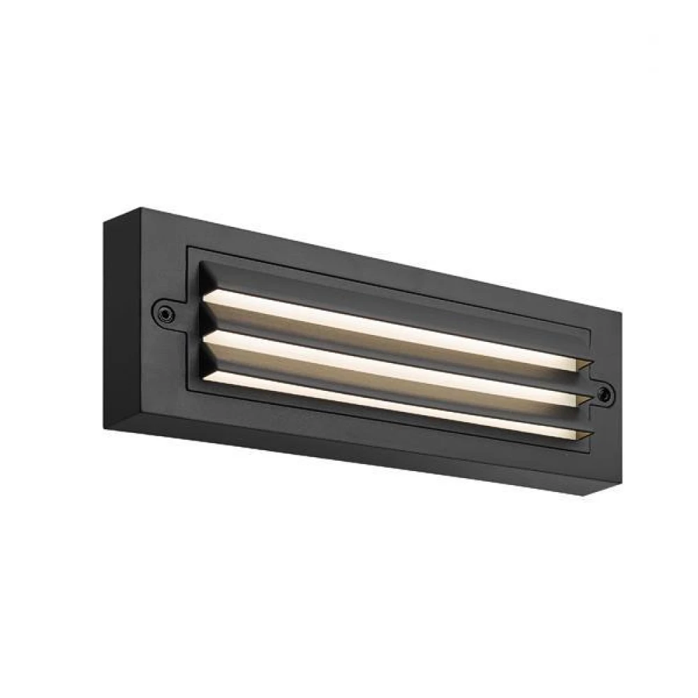 ΦΩΤΙΣΤΙΚΟ ΤΟΙΧΟΥ ΜΕ ΓΡΙΛΙΕΣ LED 6W 255X42X90 3CCT IP65 ΜΑΥΡΟ"SENARIO" - Eurolamp