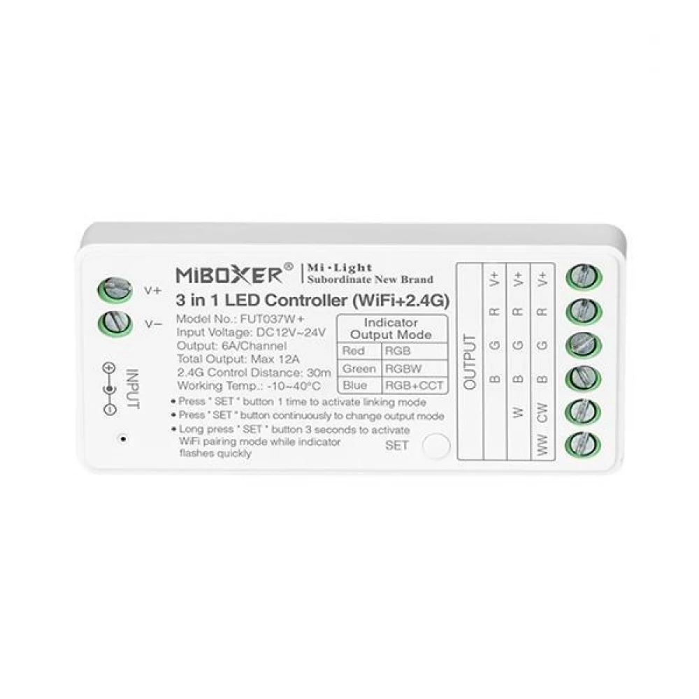 ΑΣΥΡΜΑΤΟ RF Wifi CONTROLLER RGBW 6A DC 12V/216W 24V/432W EUROLAMP
