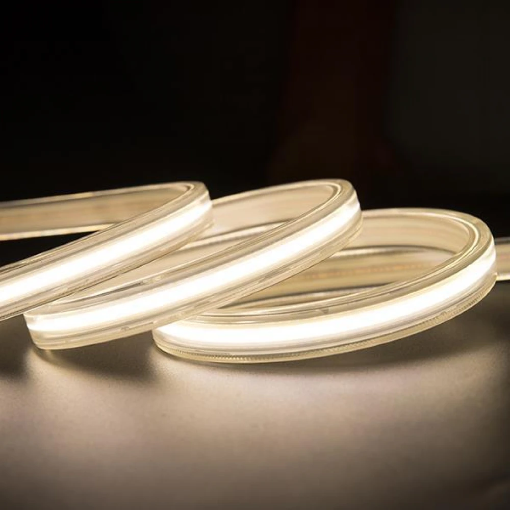 10 Μέτρα ΤΑΙΝΙΑ LED COB 10M 8W 230V Θερμό Λευκό 3000K 360L/M IP65 PRO Eurolamp