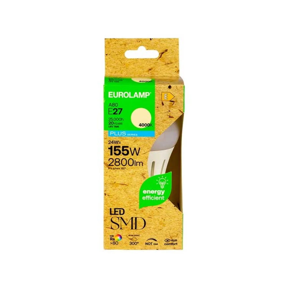 ΛΑΜΠΑ LED ΚΟΙΝΗ 24W 2800lm Ε27 4000K 175-250V EUROLAMP