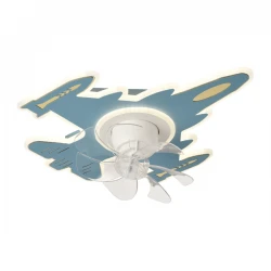 ΑΝΕΜΙΣΤΗΡΑΣ ΟΡΟΦΗΣ ΠΑΙΔΙΚΟΣ ΑΕΡΟΠΛΑΝΟ ΜΠΛΕ 24W ΜΕ LED ΦΩΣ 63W ΚΑΙ ΚΟΝΤΡΟΛ EUROLAMP