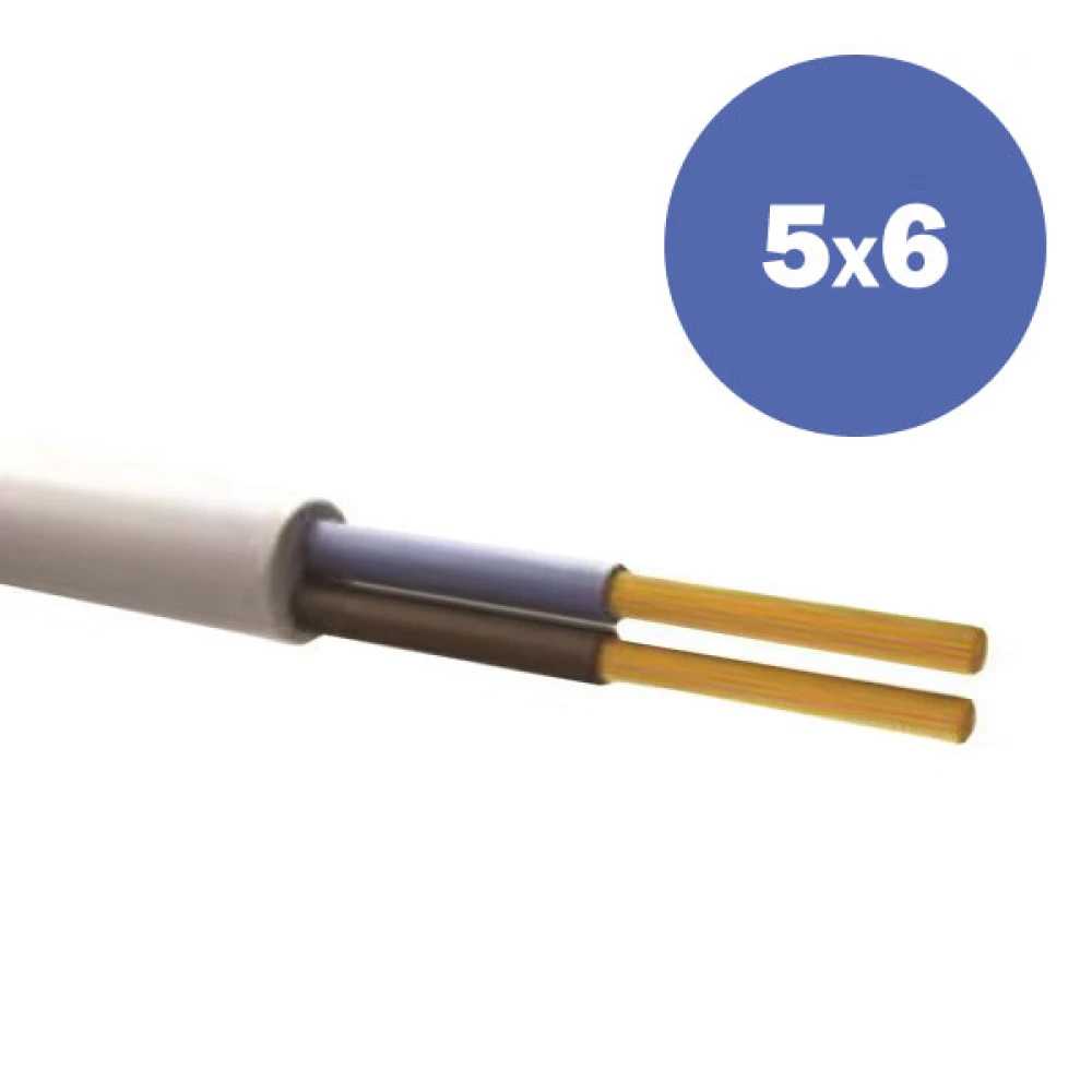 Καλώδιο Ηλεκτρολογικό Εύκαμπτο Λευκό H05VV-F 5Χ6MM2 EUROLAMP 100m/roll