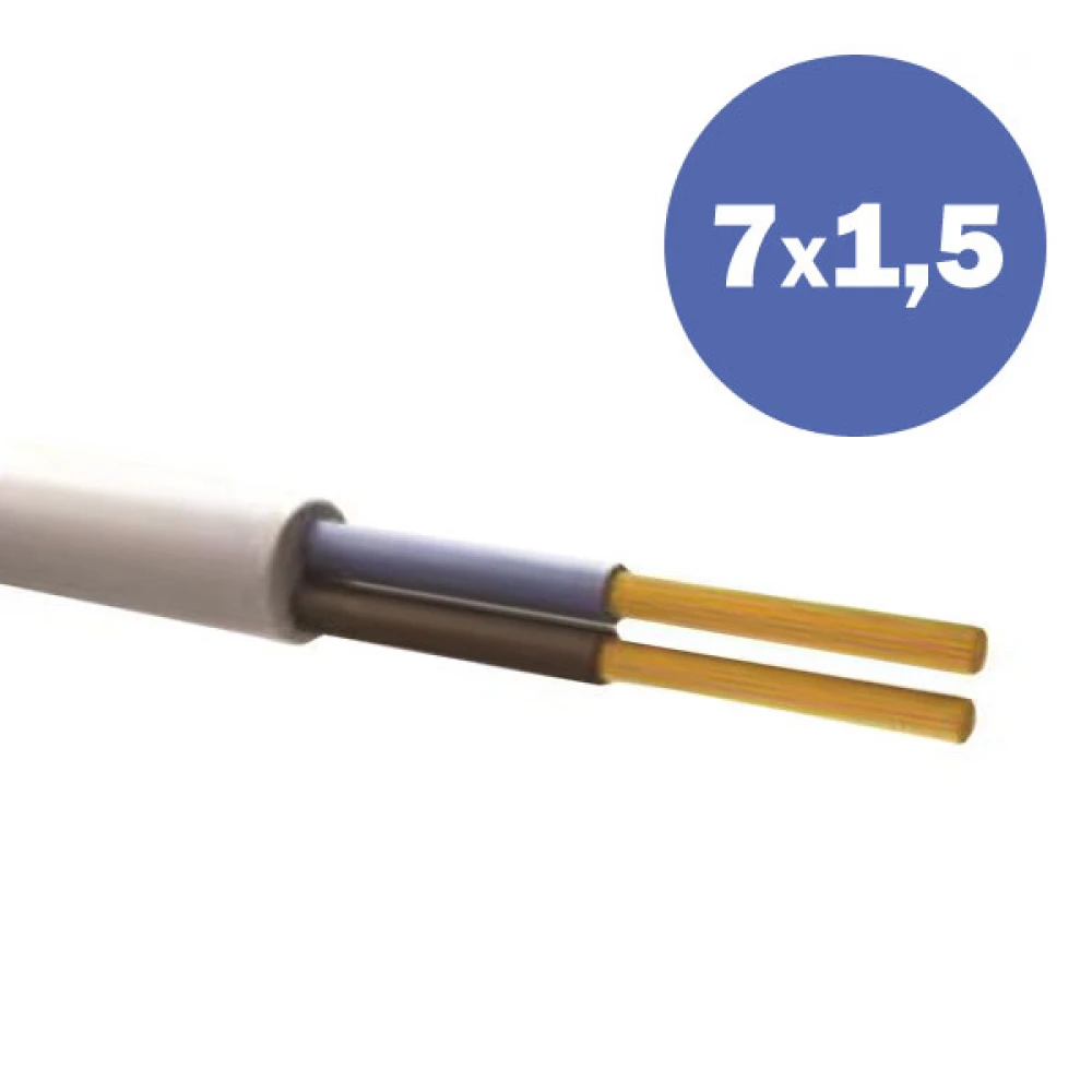 Καλώδιο Ηλεκτρολογικό Εύκαμπτο Λευκό H05VV-F 7Χ1,5MM2 EUROLAMP