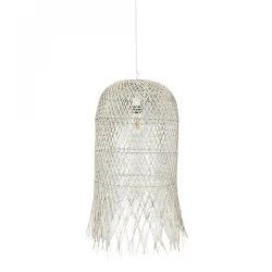 ARTE ILLUMINA ΦΩΤΙΣΤΙΚΟ ΚΡΕΜΑΣΤΟ ΜΟΝΟΦΩΤΟ Ε27 MAX 60W 330X610MM RATTAN ΛΕΥΚΟ - EUROLAMP