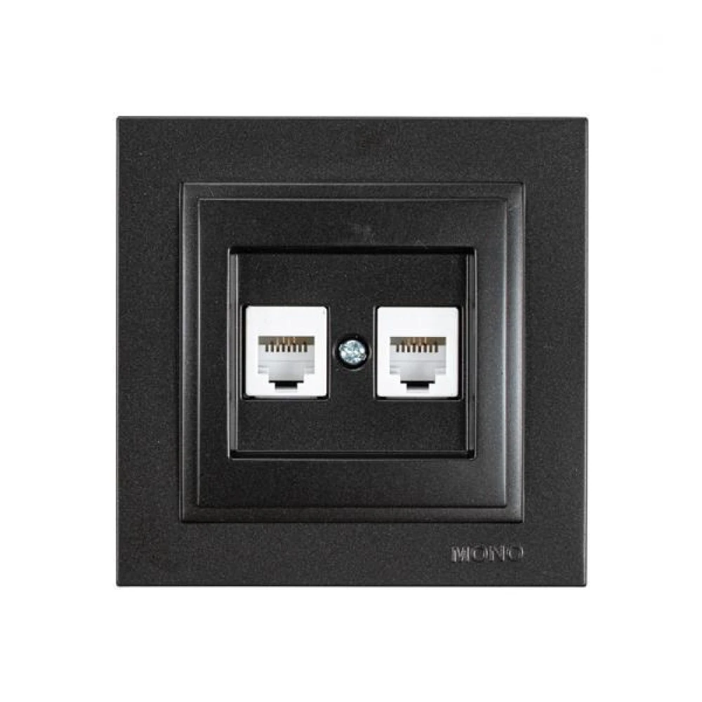 ΠΡΙΖΑ ΤΗΛΕΦΩΝΟΥ ΔΙΠΛΗ RJ 11 ΜΑΥΡΟ EUROLAMP