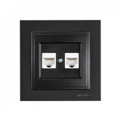 ΠΡΙΖΑ DATA CAT 6 RJ 45 ΔΙΠΛΗ ΜΑΥΡΟ EUROLAMP