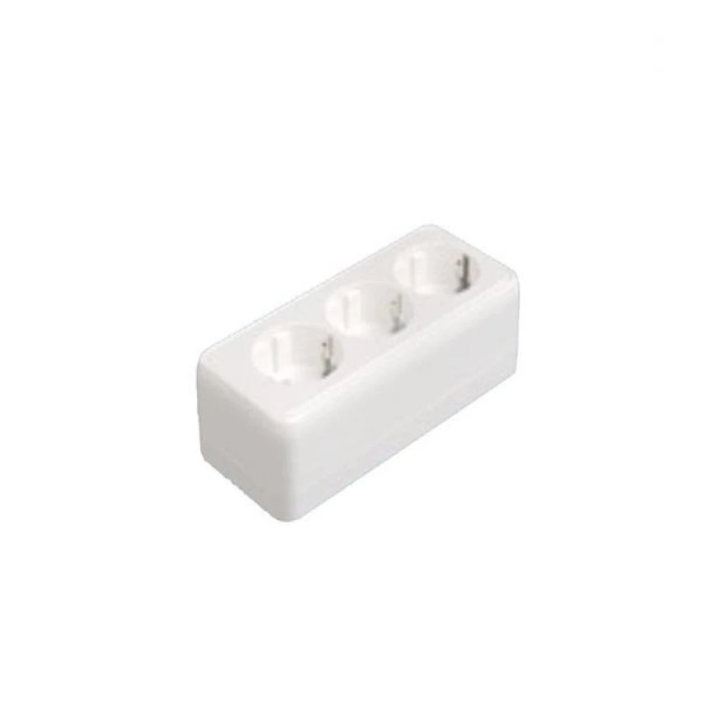 Πρίζα ΜΙΝΙ Σούκο Τριπλή Χωρίς Καπάκι Λευκή ΙP20 - Eurolamp