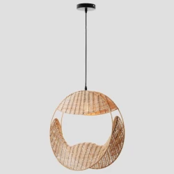 ΦΩΤΙΣΤΙΚΟ ΚΡΕΜΑΣΤΟ ΜΟΝΟΦΩΤΟ Ε27 Φ18X18X52 RATTAN (ΨΑΘΙΝΟ) - EUROLAMP