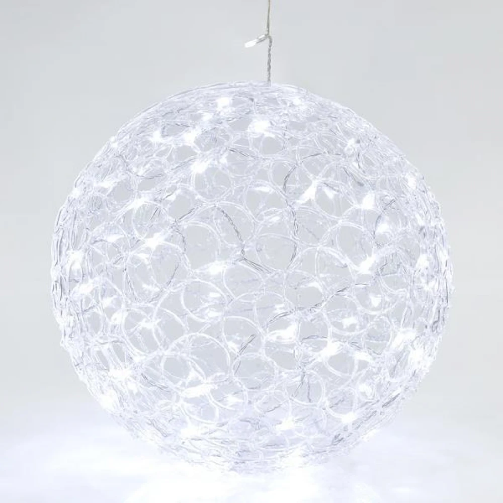 Ακρυλική Μπάλα, 100 Λευκά LED, Με Μετασχηματιστής, 40CM, IP44 - Magic Christmas