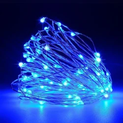 ΣΕΙΡΑ, 100 ΜΙΝΙ LED, ΣΤΑΘΕΡΟ, ΜΕ ΜΕΤΑΣΧΗΜΑΤΙΣΤΗ, ΠΡΟΕΚΤΑΣΗ ΠΑΡΟΧΗΣ 5m, ΑΣΗΜΙ ΧΑΛΚΟΣ, ΜΠΛΕ LED, ANA 10cm, 10m, ΙΡ44