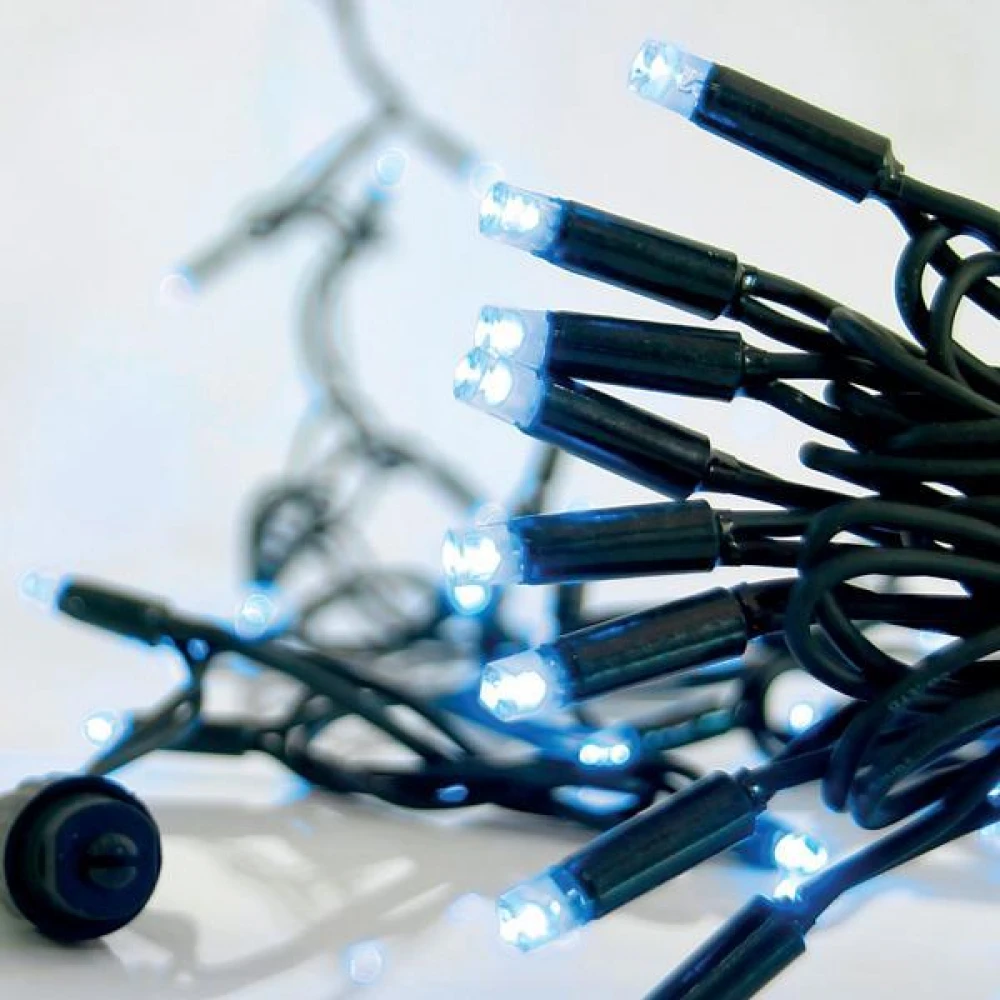 ΣΕΙΡΑ, 100 LED 5mm, 230V, ΕΠΕΚΤΑΣΗ ΕΩΣ 9, ΠΡΑΣΙΝΟ ΚΑΛΩΔΙΟ, ΚΑΟΥΤΣΟΥΚ, ΜΠΛΕ LED, ANA 10cm, ΙΡ65