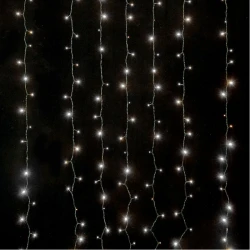 ΚΟΥΡΤΙΝΑ, 200 LED 5MM, 230V, ΕΠΕΚΤΑΣΗ ΕΩΣ 5, ΠΡΟΕΚΤΑΣΗ ΠΑΡΟΧΗΣ 150CM, ΠΡΑΣΙΝΟ ΚΑΛΩΔΙΟ, ΚΑΟΥΤΣΟΥΚ, ΛΕΥΚΟ LED, 200X100CM, ΙΡ65 - Magic Christmas