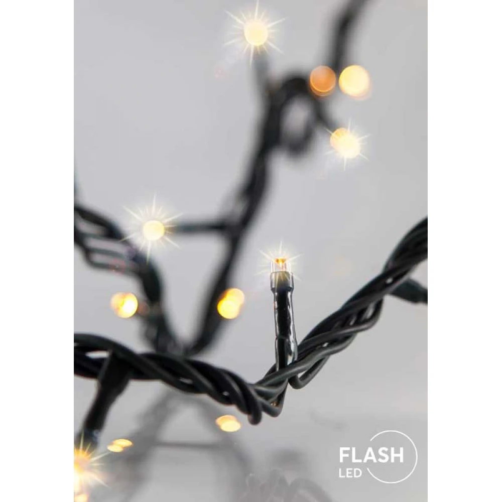 Σειρά 300 Flash LED 5mm Aνα 10cm Με Πράσινο Κάλωδιο Θερμά Λευκά LED ΙΡ44