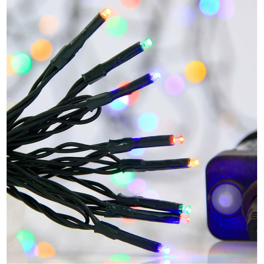 240 LED Σε Σειρά Με Πρόγραμμα Και Πράσινο Καλώδιο Αδιάβροχα IP44  Χρωματιστό Magic Christmas