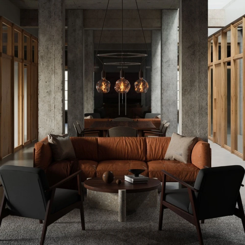 Κρεμαστό φωτιστικό 4φωτο Διπλό Cage Clobe Bumped - Wenge Εφε 4xE27 - Creative Cables