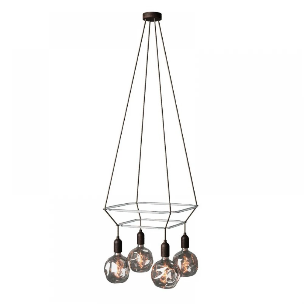 Κρεμαστό φωτιστικό 4φωτο Διπλό Cage Clobe Bumped - Wenge Εφε 4xE27 - Creative Cables