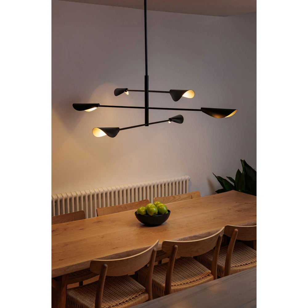 Κρεμαστό Φωτιστικό Πολύφωτο Μεταλλικό Σε Μαύρο Χρώμα 6xG9 LIGGERA FARO