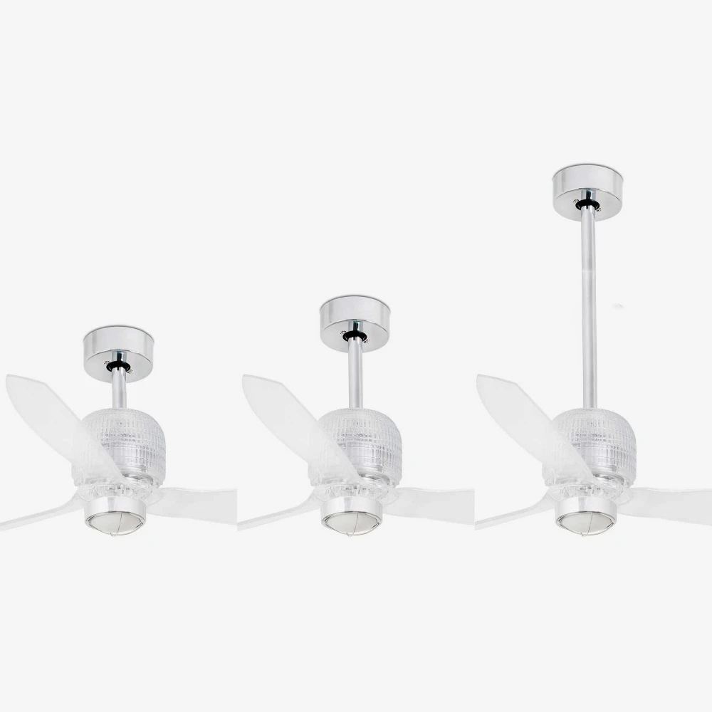 Ανεμιστήρας Με Ατσάλινο DC Μοτέρ Σε Shiny Χρωμέ Χρώμα Με LED Φως 16W SMART DECO FAN FARO