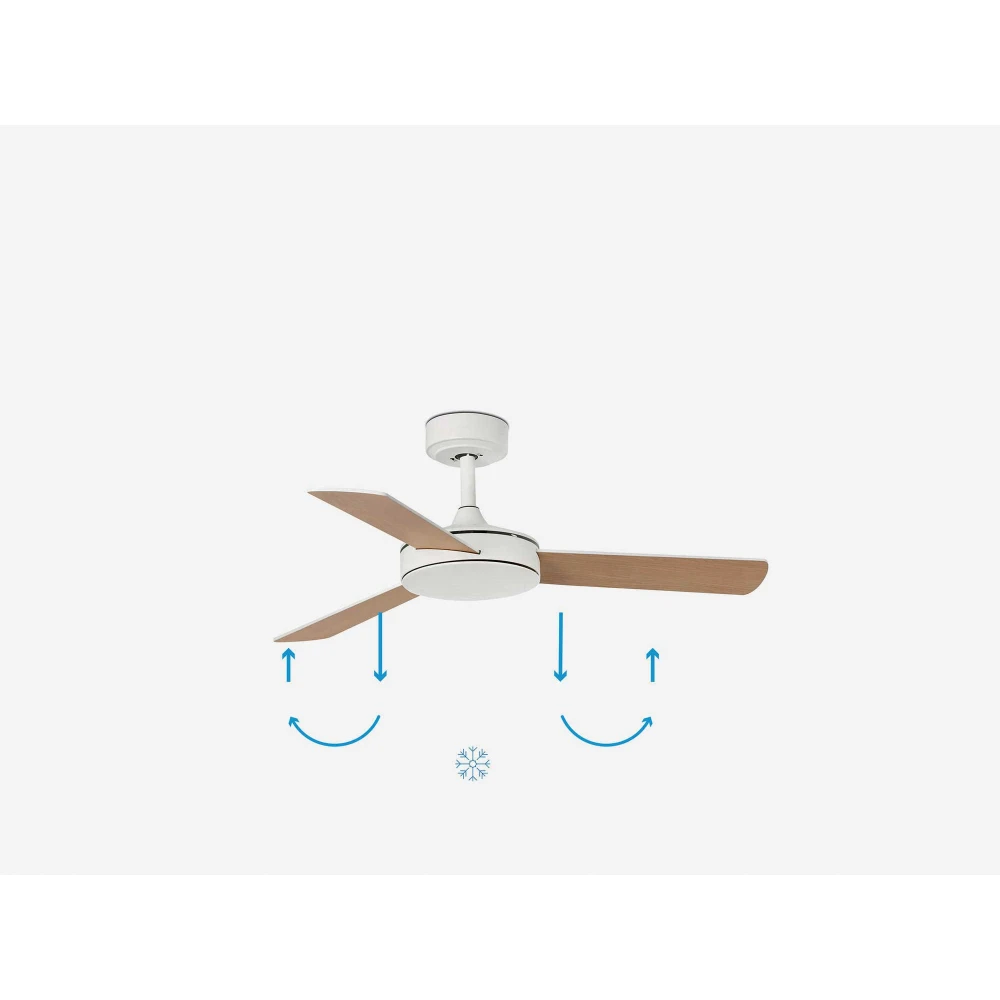 Ανεμιστήρας Με Ατσάλινο Μοτέρ Λευκό Και Λεπίδες Από Ξύλο Λευκές / Σφεντάμι MINI MALLORCA S - FARO