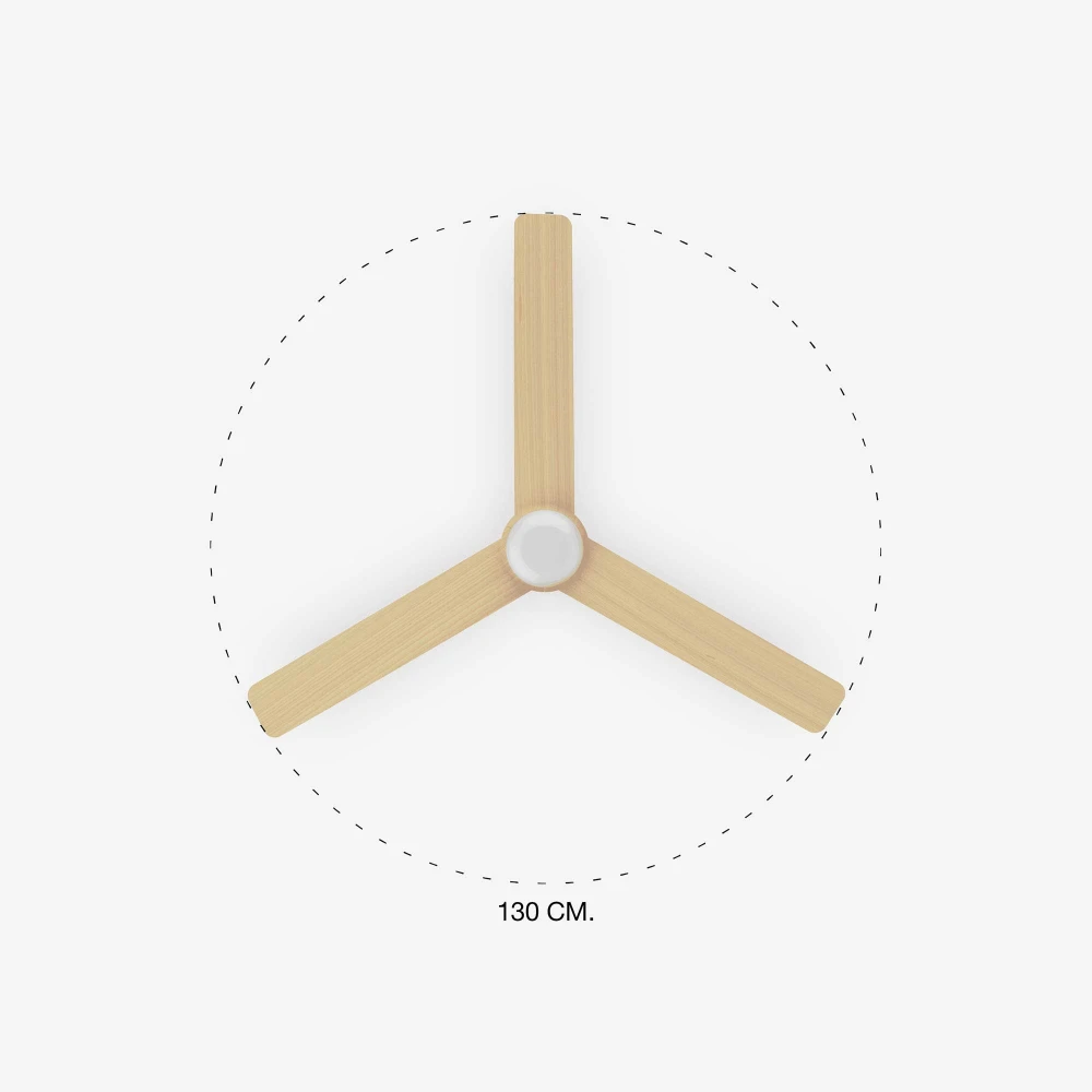 Ανεμιστήρας Οροφής Μεταλλικός Λευκός/ Ξύλο Με Τρεις Λεπίδες Ø1300mm - PUNT M - FARO