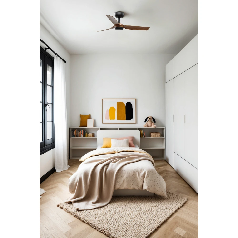 Ανεμιστήρας Με Ατσάλινο Μαύρο Μοτέρ Και Λεπίδες Από ABS Καρυδιά MINI PUNT S- FARO