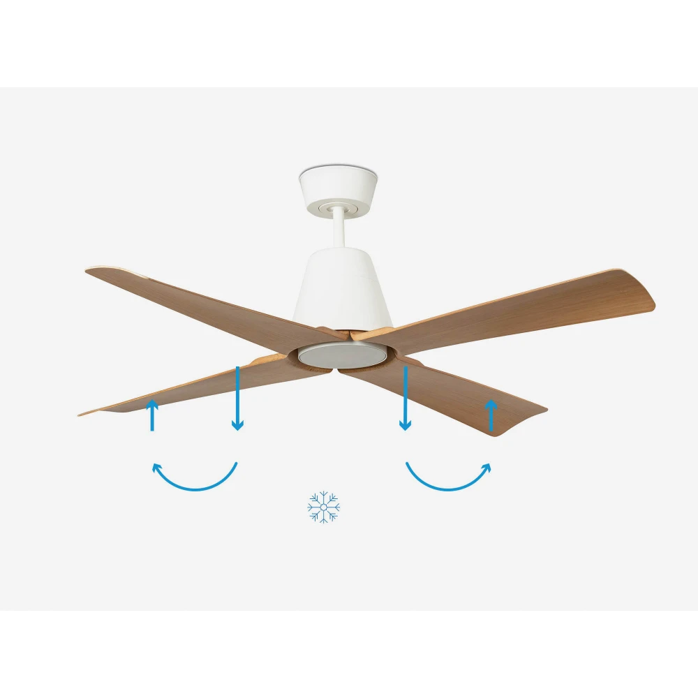 Ανεμιστήρας Με Ατσάλινο DC Μοτέρ Σε Λευκό Και Λεπίδες Από Ανοιχτόχρωμο Ξύλο Και LED Φως TYPHOON M FARO