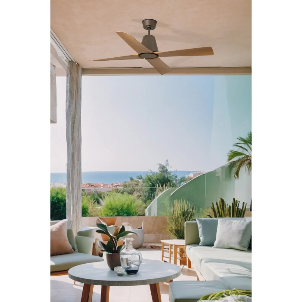 Ανεμιστήρας Με Ατσάλινο DC Μοτέρ Καφέ Και Λεπίδες Από Ανοιχτόχρωμο Ξύλο TYPHOON M FARO