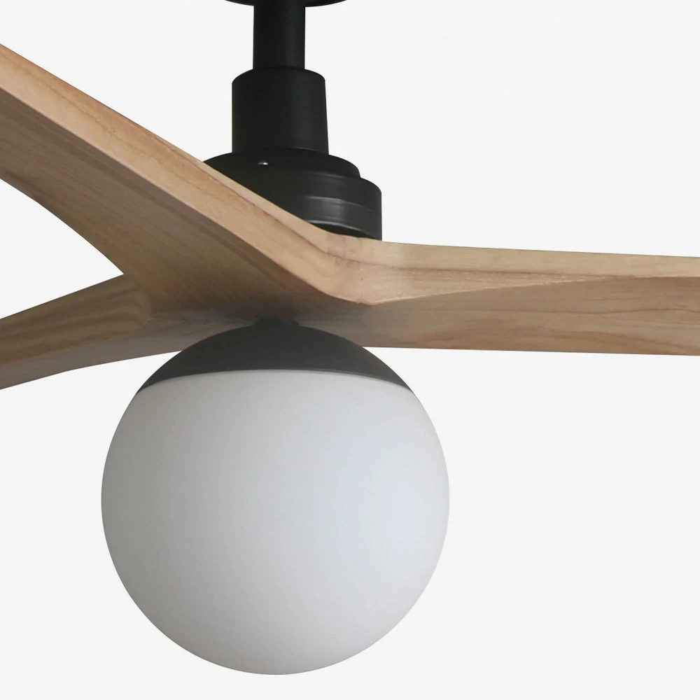 Ανεμιστήρας Με Ατσάλινο Μαύρο Μοτέρ Και Λεπίδες Από Ανοιχτόχρωμο ξύλο Δρυς Και Φως 1xE27 KLIM M - FARO