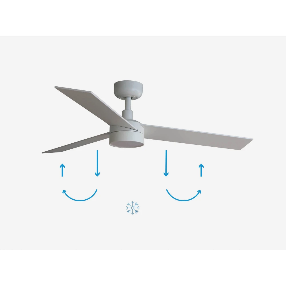 Ανεμιστήρας Με Ατσάλινο Μοτέρ Λευκό Και Λεπίδες Από Ανοιχτόχρωμο ξύλο και λευκό Με LED Φωτισμό RUDDER S - FARO