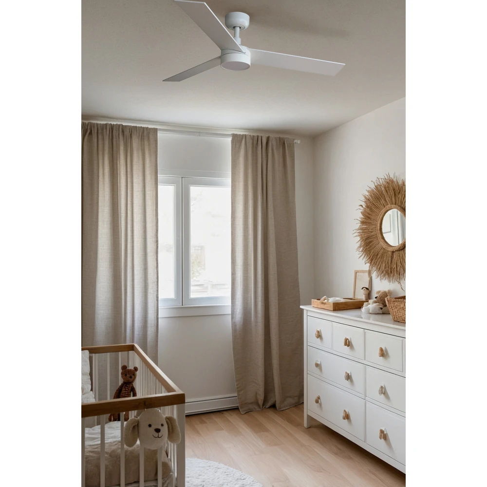 Ανεμιστήρας Με Ατσάλινο Μοτέρ Λευκό Και Λεπίδες Από Ανοιχτόχρωμο ξύλο και λευκό Με LED Φωτισμό RUDDER S - FARO