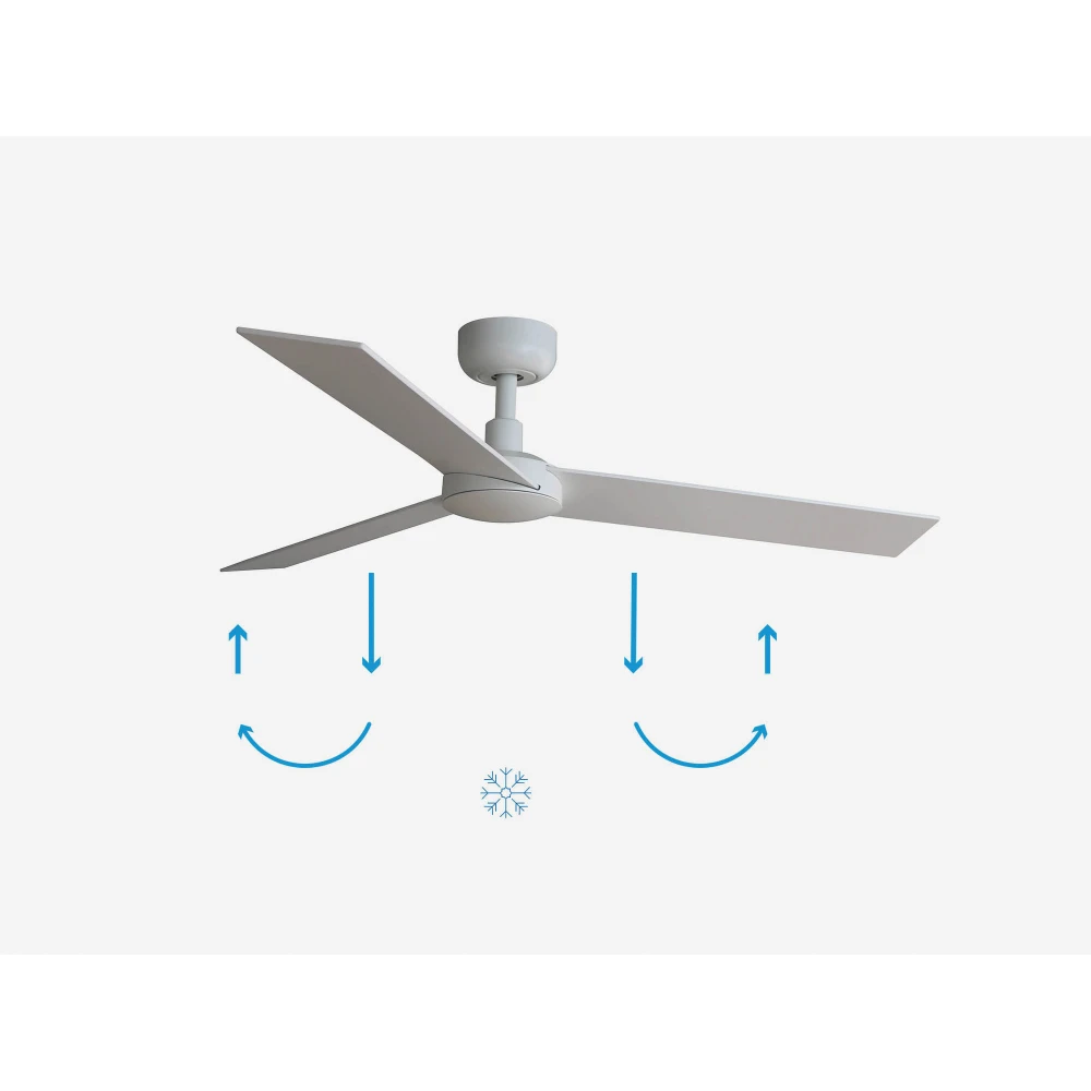 Ανεμιστήρας Με Ατσάλινο Μοτέρ Λευκό Και Λεπίδες Από Ανοιχτόχρωμο ξύλο και λευκό RUDDER S - FARO