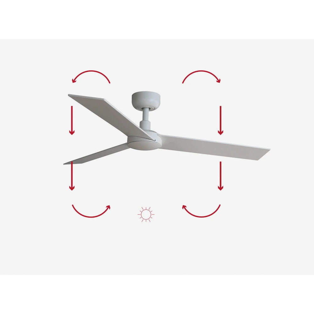 Ανεμιστήρας Με Ατσάλινο Μοτέρ Λευκό Και Λεπίδες Από Ανοιχτόχρωμο ξύλο και λευκό RUDDER S - FARO