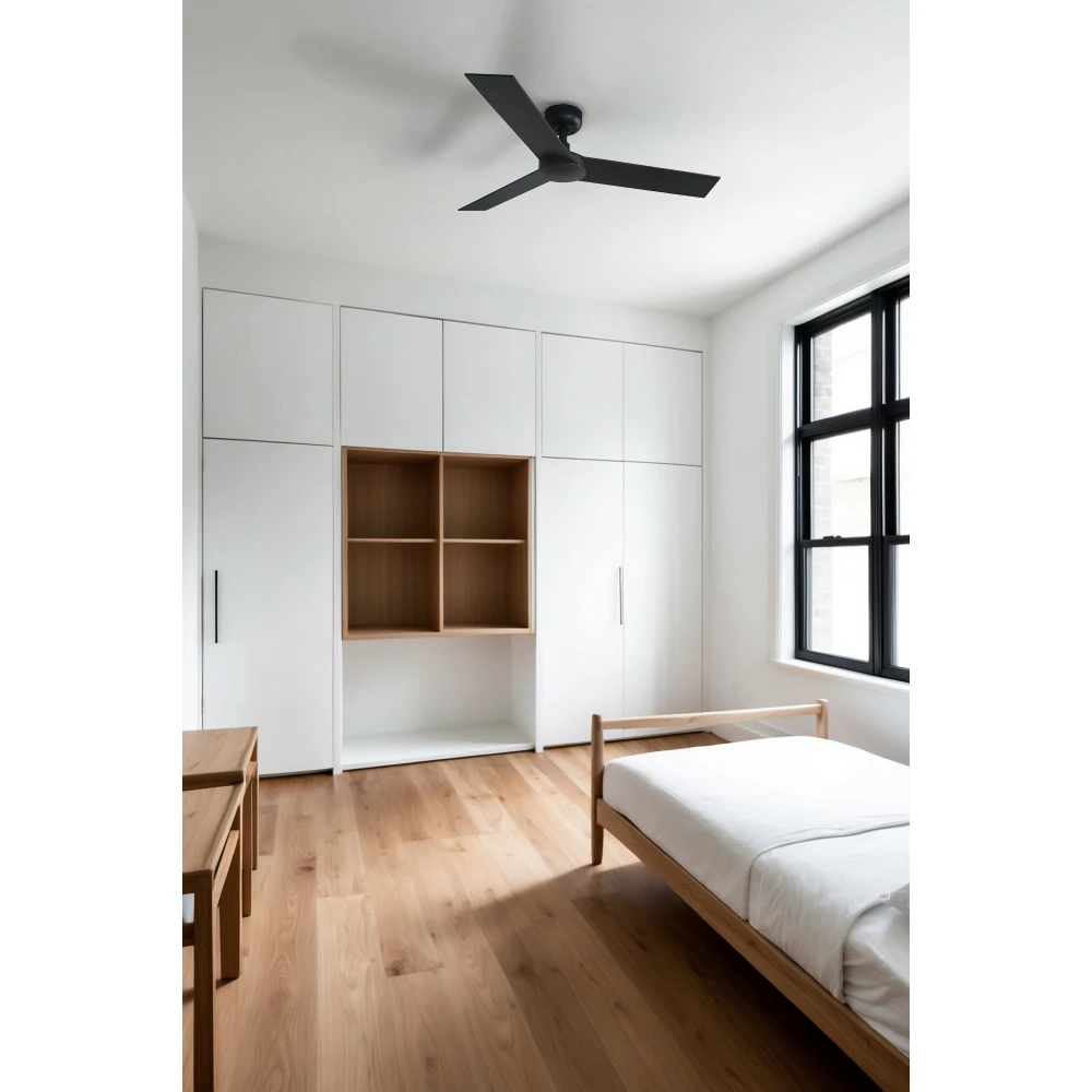 Ανεμιστήρας Με Ατσάλινο Μαύρο Μοτέρ Και Λεπίδες Από Σκουρόχρωμο ξύλο και μαύρο RUDDER S - FARO