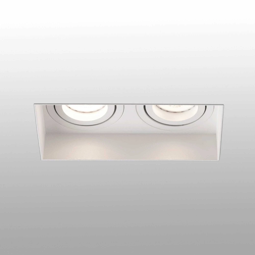 Χωνευτό Σποτ Δίφωτο Λευκό Trimless 2xGU10 HYDE SQ 2L - FARO