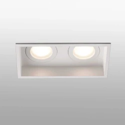 Χωνευτό Σποτ Δίφωτο Λευκό IP44 2xGU10 HYDE SQ 2L - FARO