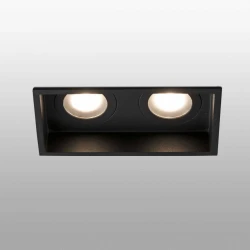 Χωνευτό Σποτ Δίφωτο Μαύρο IP44 2xGU10 HYDE SQ 2L - FARO