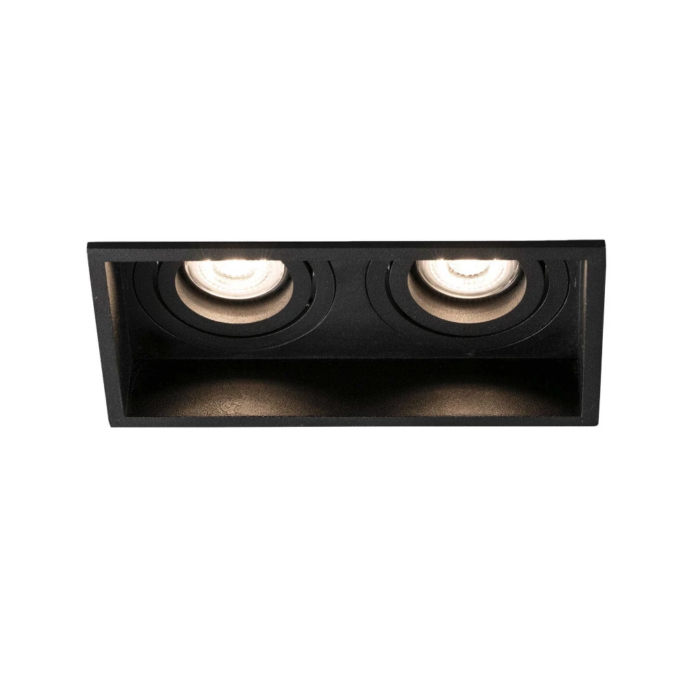 Χωνευτό Σποτ Δίφωτο Μαύρο 2xGU10 HYDE SQ 2L - FARO