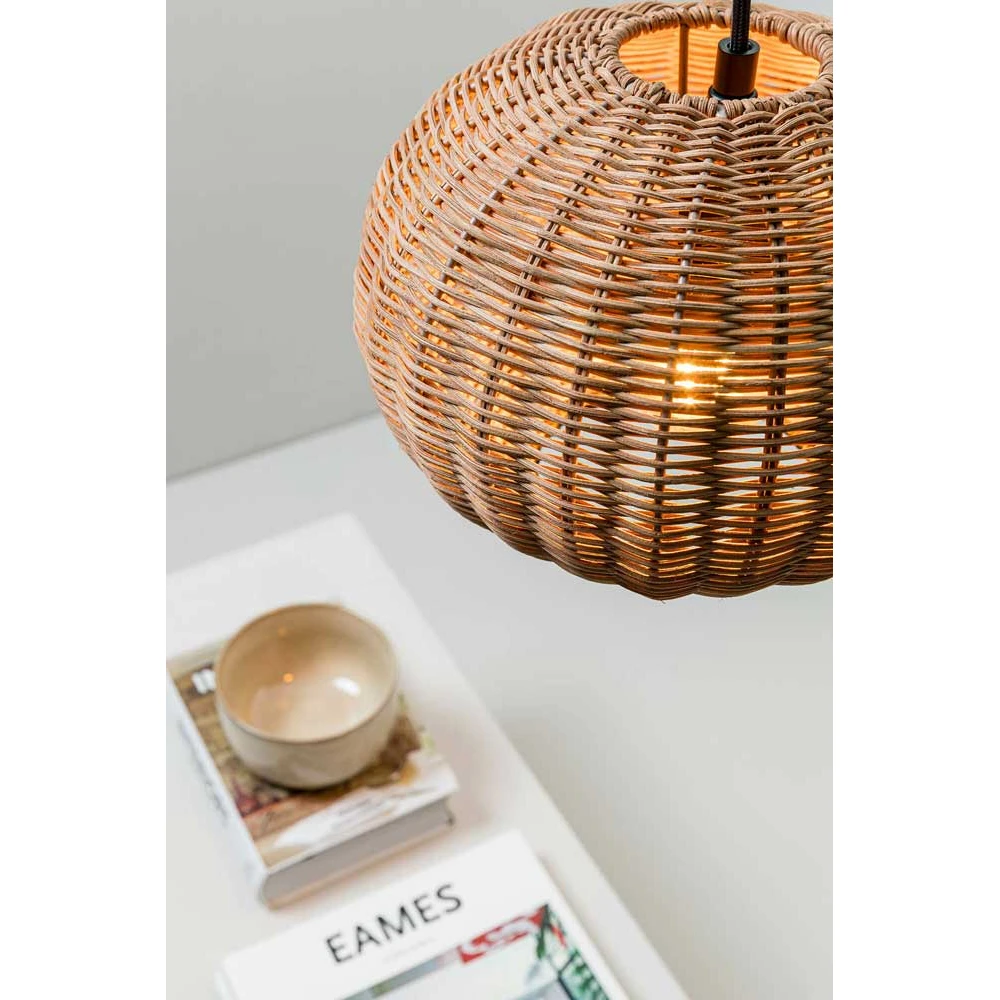 Κρεμαστό Φωτιστικό Μονόφωτο από Ραττάν 1xE27 HAKA 250 FARO