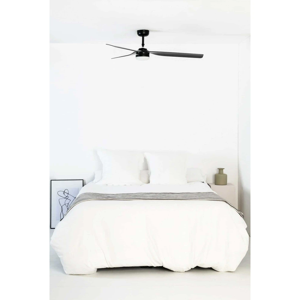 Ανεμιστήρας Οροφής Μεταλλικός Μαύρος Με Τρεις Λεπίδες Ø1300mm Με Φως LED 18W - PUNT M - FARO