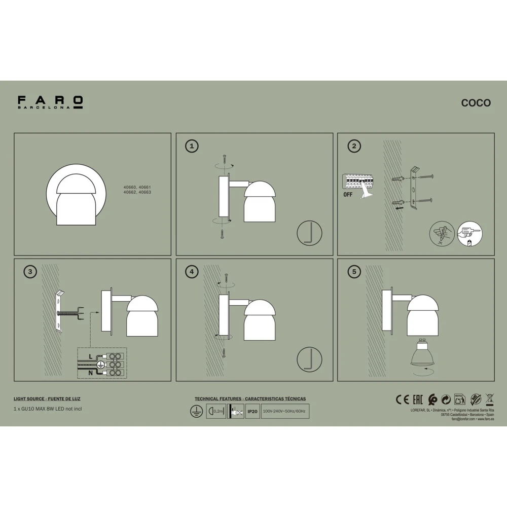 Φωτιστικό Σποτ Σε Λευκό Χρώμα 1x GU10 COCO - FARO