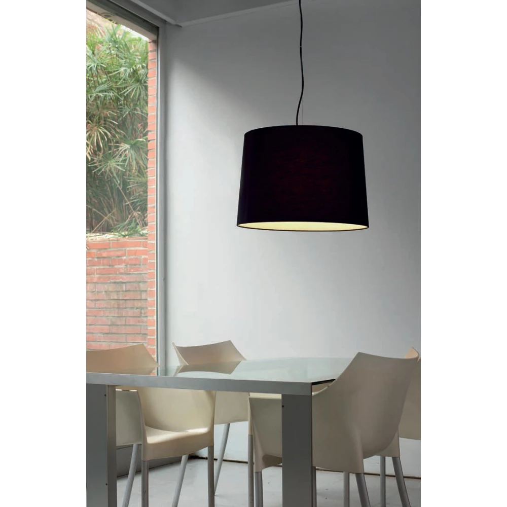 Κρεμαστό Φωτιστικό Μεταλλικό Με Υφασμάτινο Καπέλο Σε Μαύρο Χρώμα ø400 1xE27 CONGA - FARO