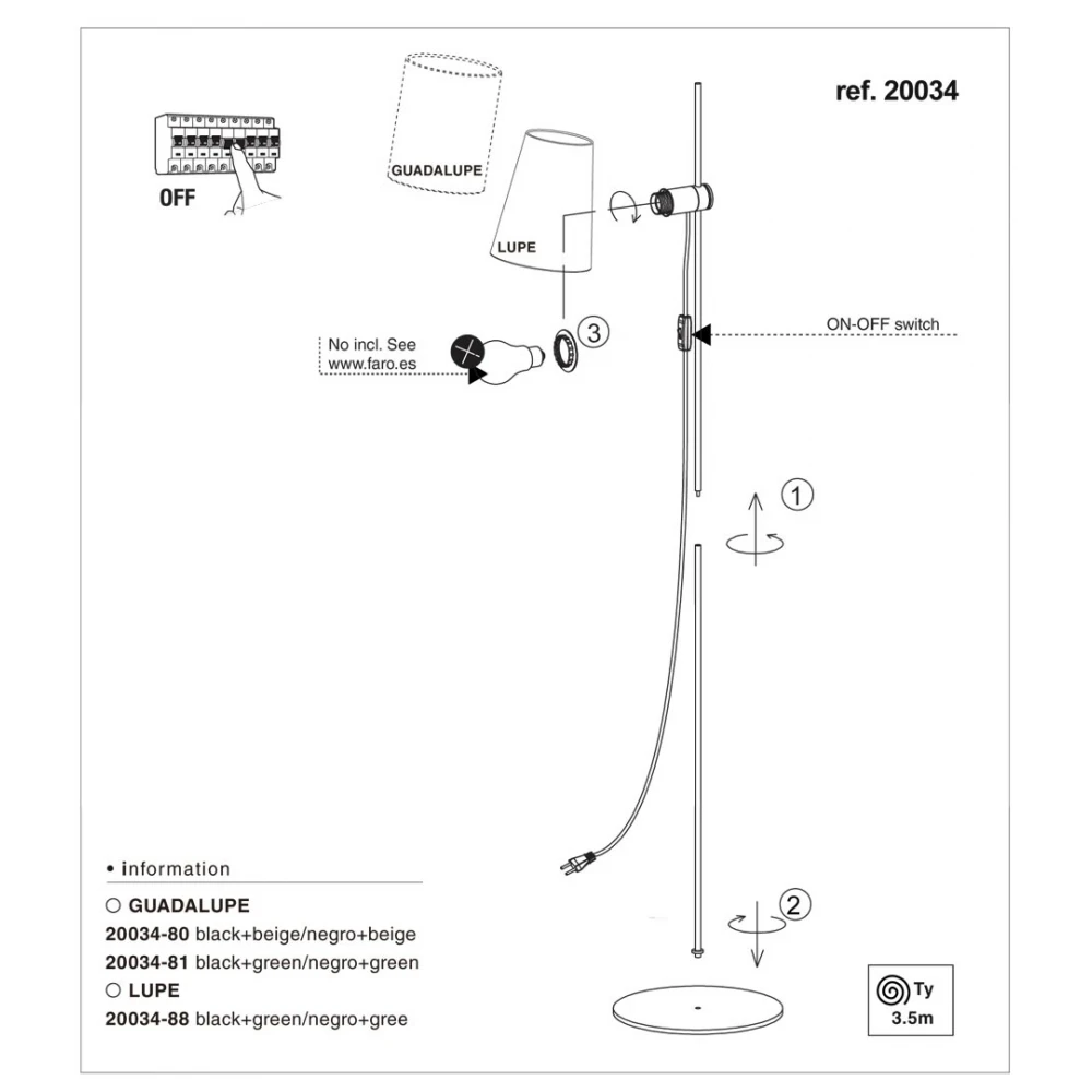 Φωτιστικό Δαπέδου Μεταλλικό Σε Πράσινο Χρώμα 1xE27 GUADALUPE FARO