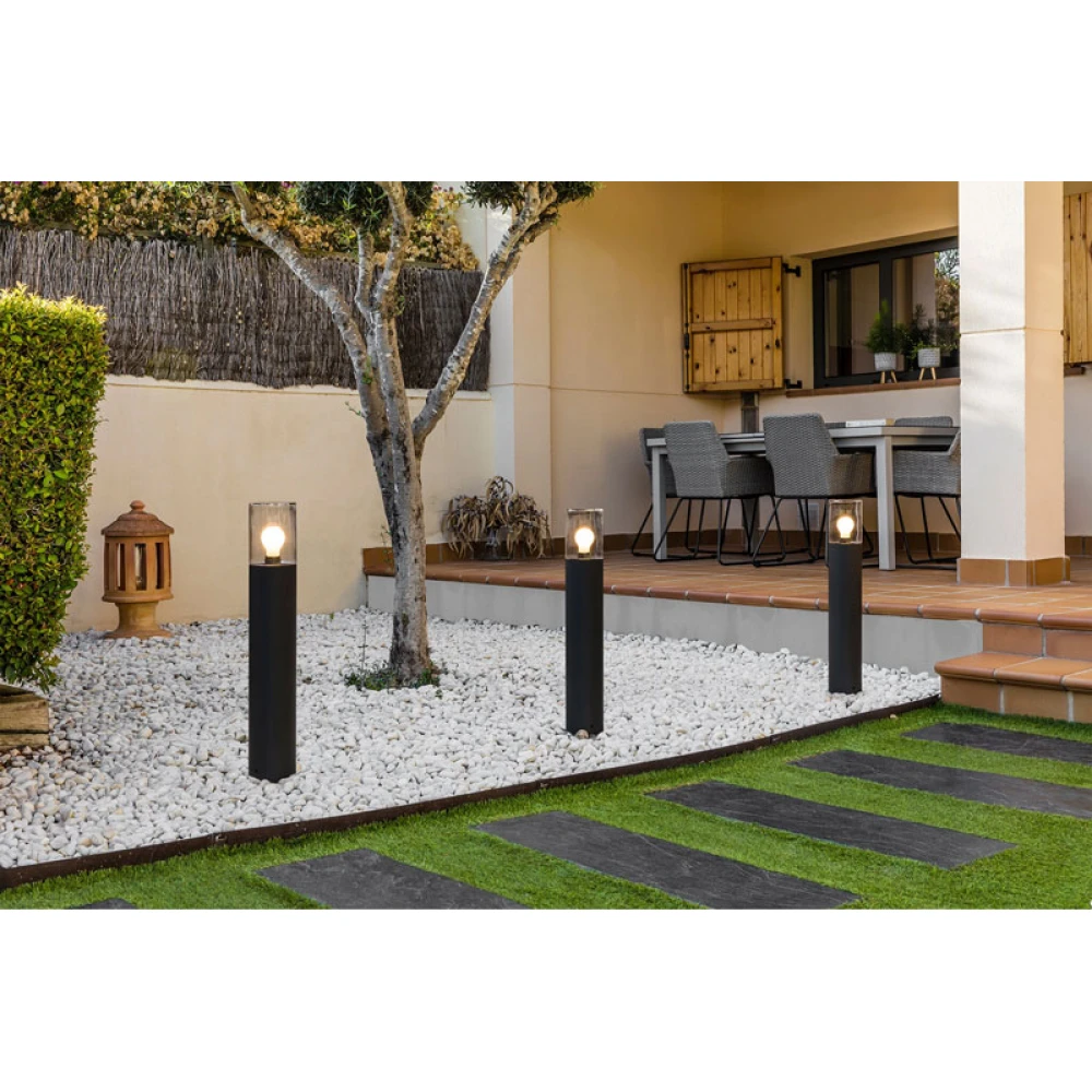 Κολωνάκι Εξωτερικού Χώρου Από Αλουμίνιο Και Γυαλί Σε Φυμέ Χρώμα 70cm 1xE27 15W IP65 KILA FARO