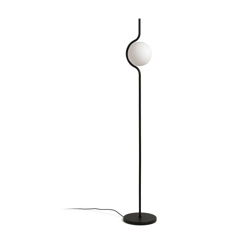 LE VITA Φωτιστικό Δαπέδου Μαύρο Με Οπάλ Γυαλί - LED 6W DIMMABLE FARO