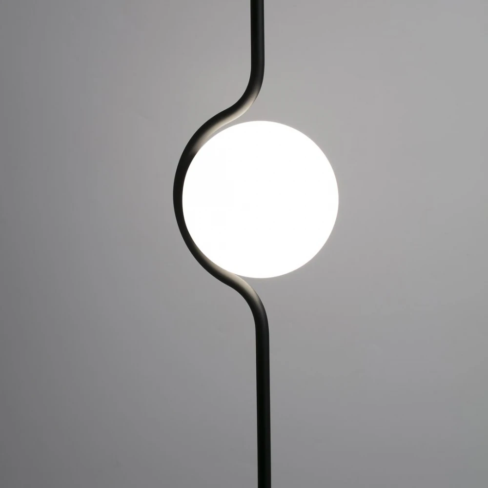 LE VITA Φωτιστικό Δαπέδου Μαύρο Με Οπάλ Γυαλί - LED 6W DIMMABLE FARO